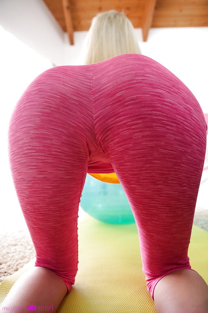 16P Flexible blonde cutie Piper Perri doing yoga poses in spandex