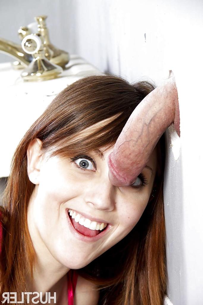16P Slender teenager Nickey Huntsman is licking dick through the hole