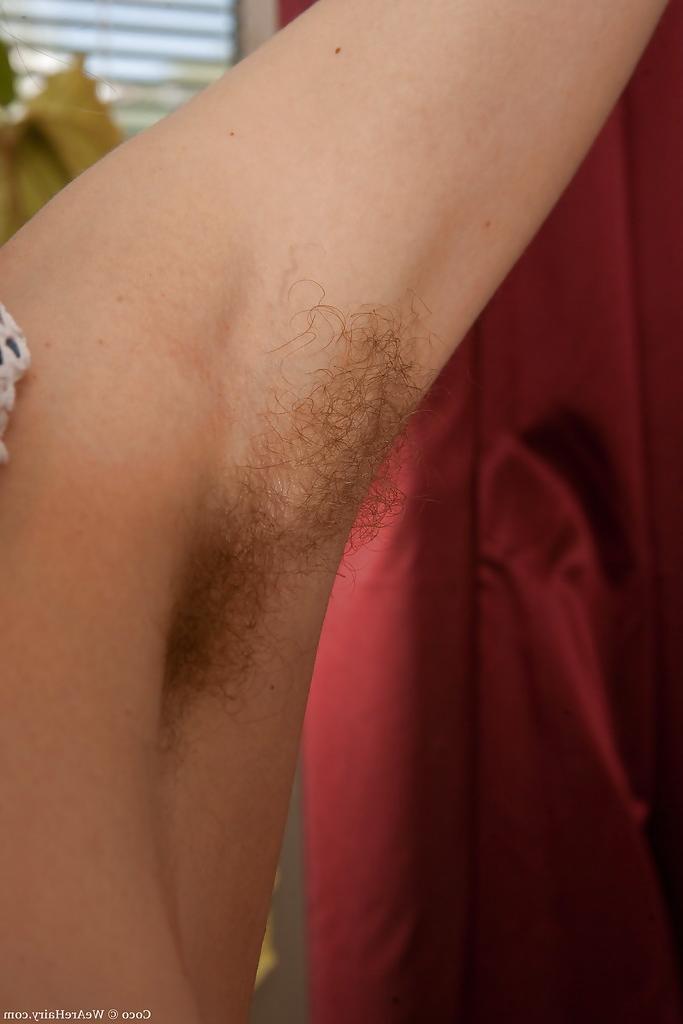 16P Skinny teen babe Coco exposing her hairy armpits and shaggy twat