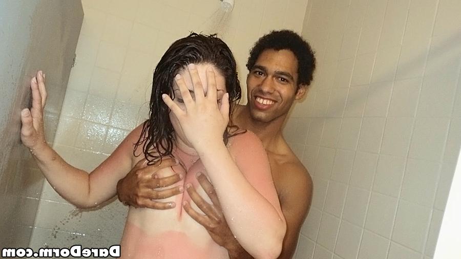 16P Nasty coeds have some hardcore fun with a well-hung guy in the shower