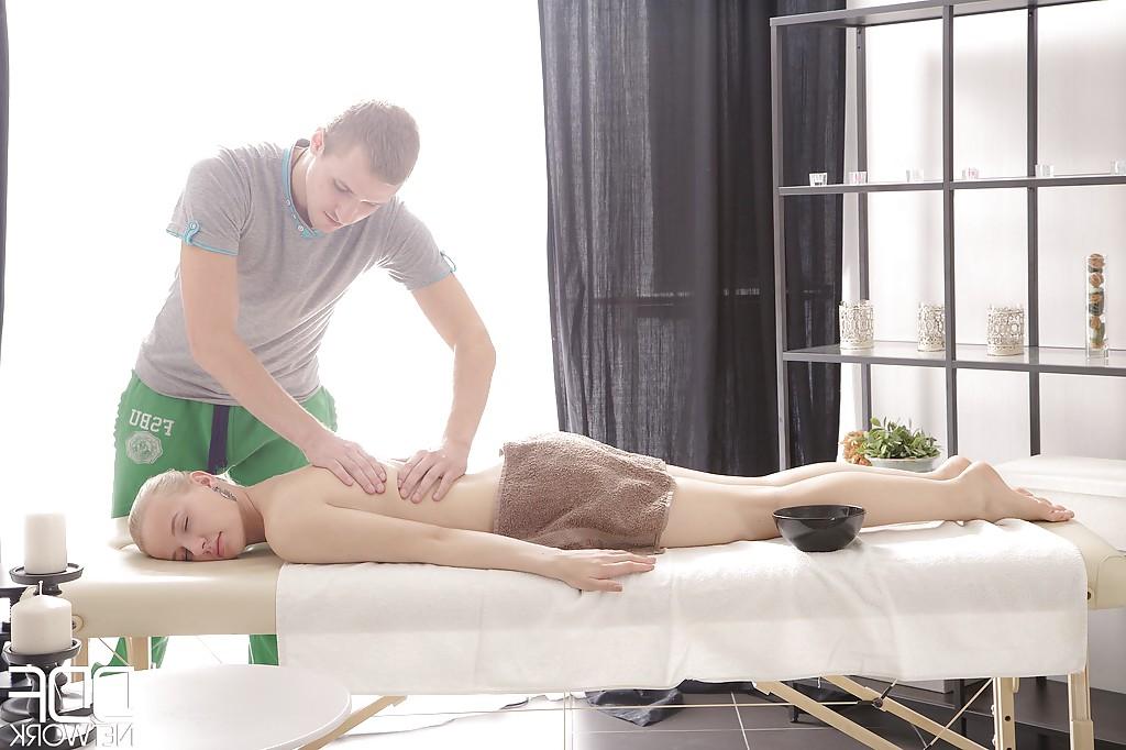 16P Blonde European teen Olivia Grace receives hardcore fucking after massage