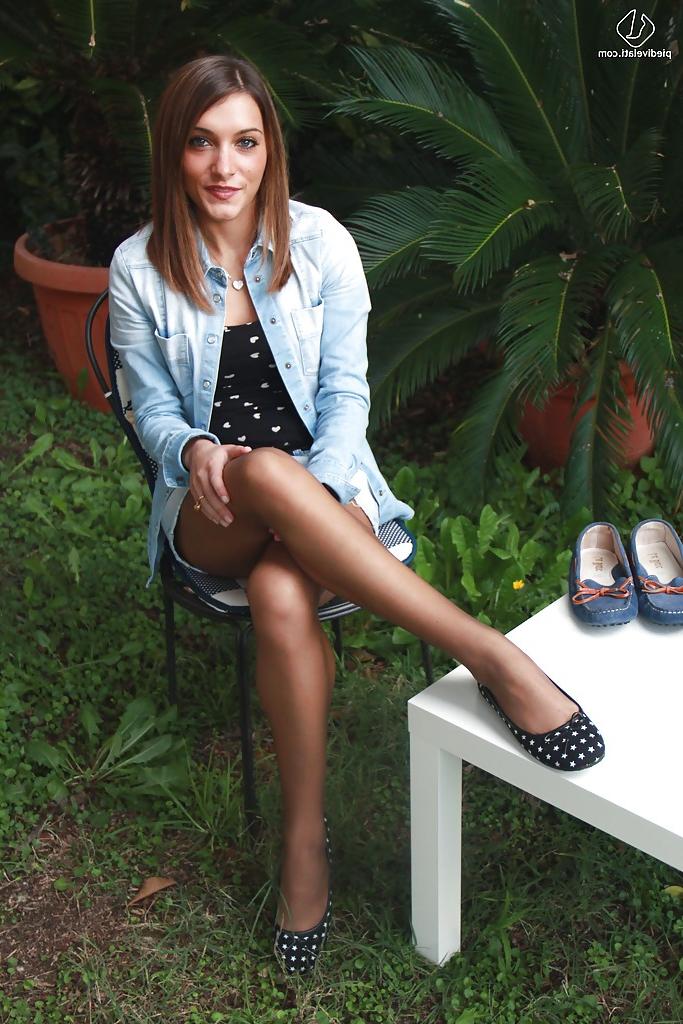 16P Brunette girl with smooth looking legs and feet Valentina is so sexy
