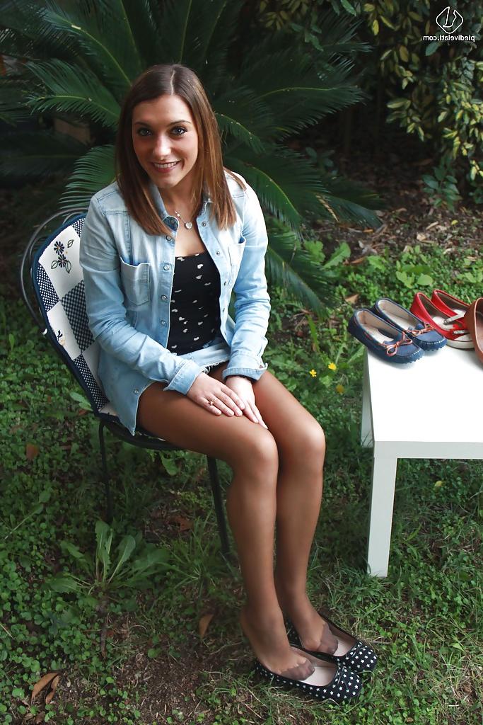 16P Brunette girl with smooth looking legs and feet Valentina is so sexy
