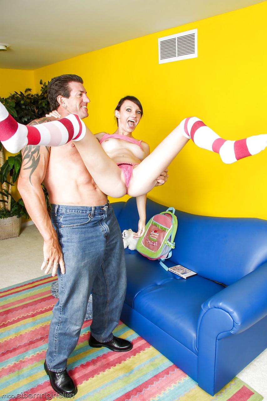 15P Pierced Jenny Anderson in socks licking ass, sucking cock & fucking cowgirl