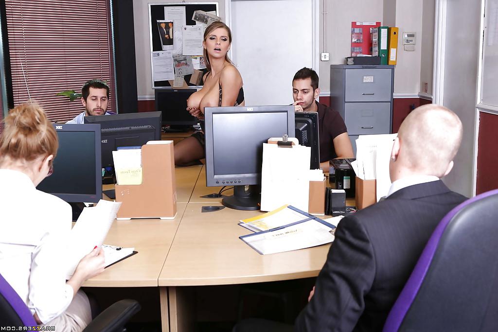 16P Lewd secretary fucks her office mate and milks his boner with her huge jugs