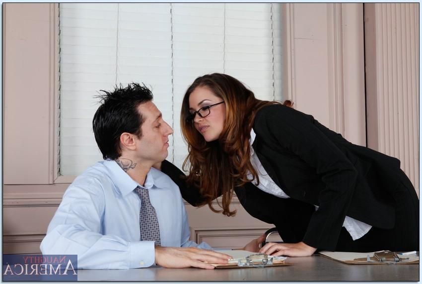 16P Stunning hottie in glasses Allie Haze enjoys fiery sex in the office