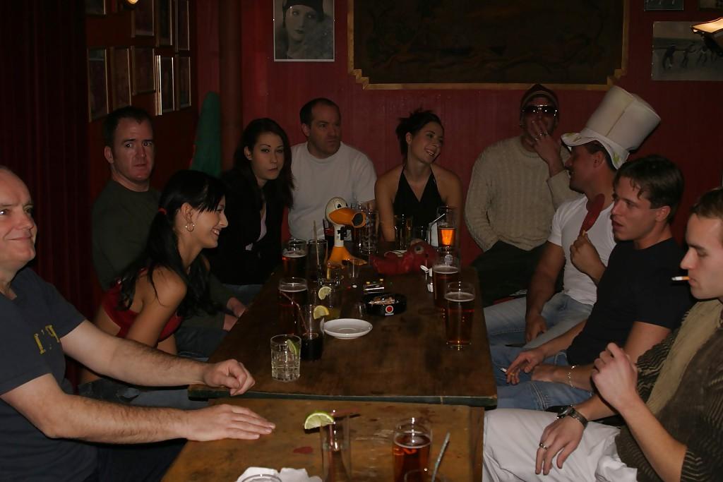 16P Sultry floosies with hot bodies enjoy a drunk groupsex at the pub party