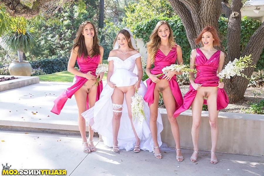 11P Lesbian girls in bridesmaids uniform flash hot ass in nude upskirt in the park