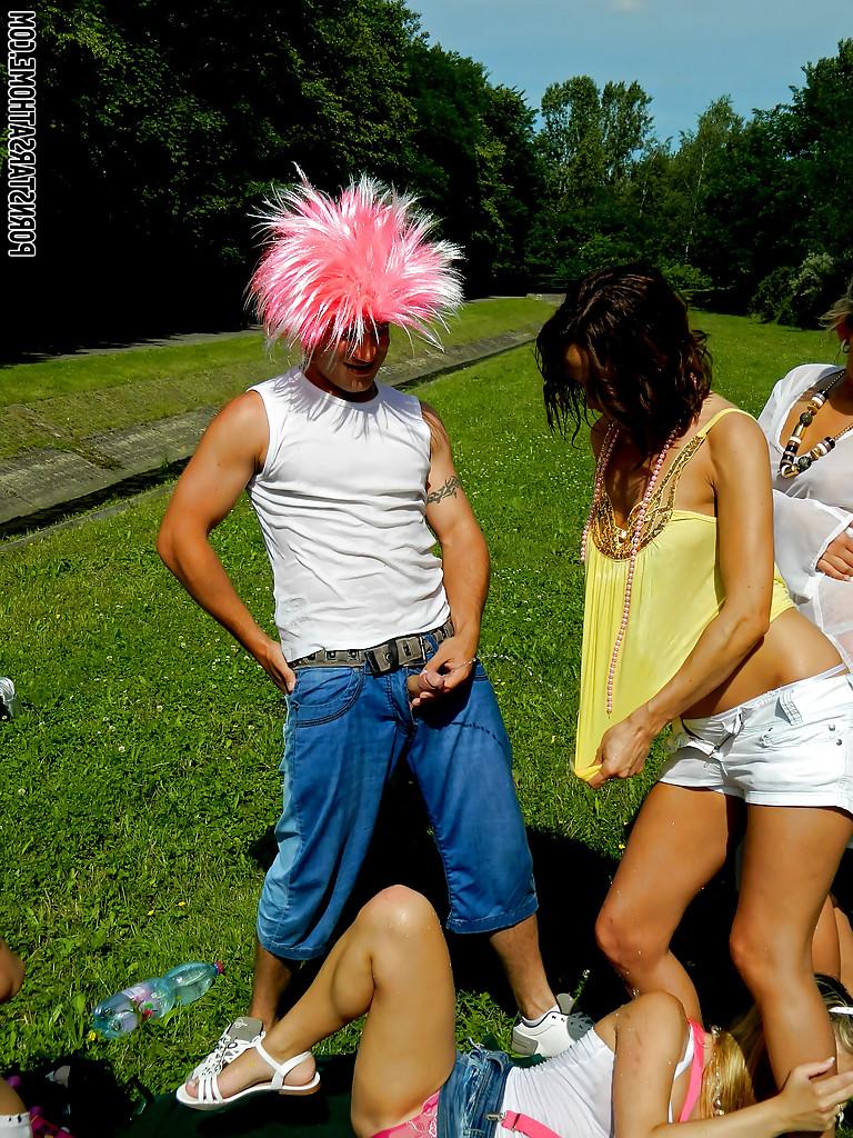 16P Kinky pornstars are into hardcore sex party with friends outdoor