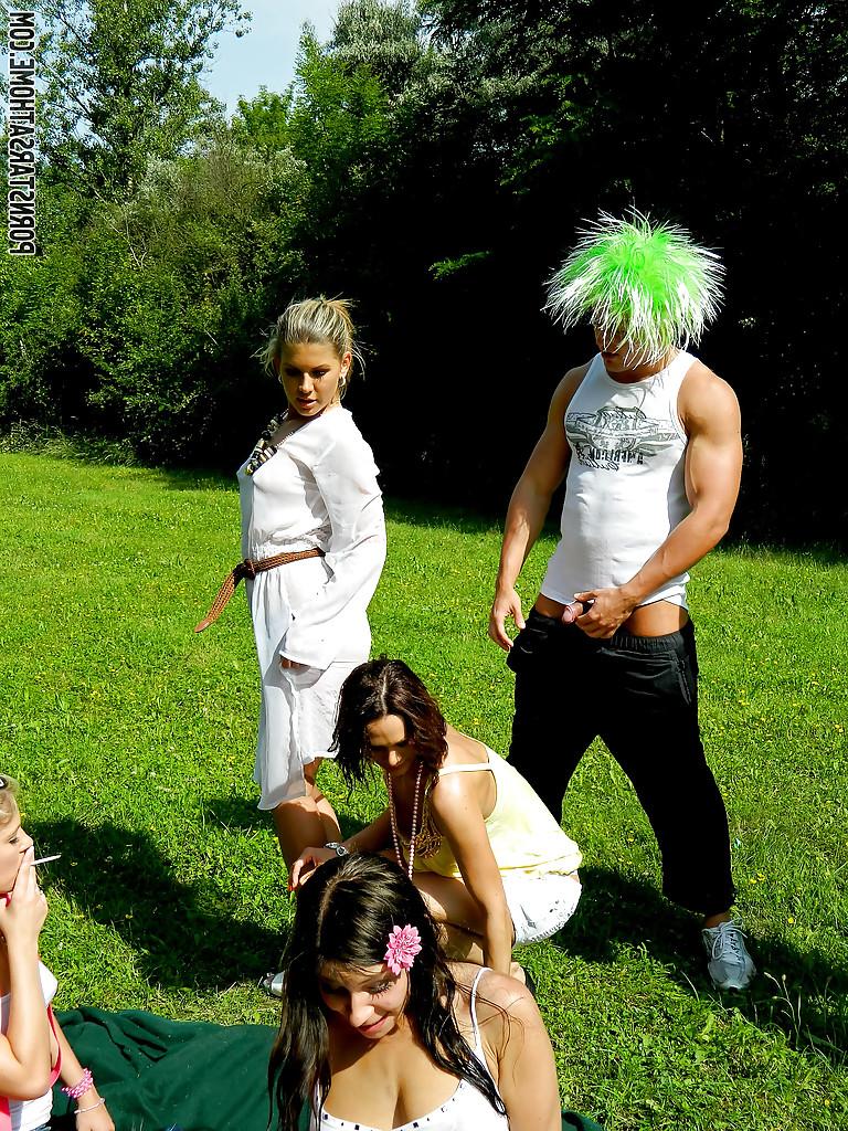 16P Kinky pornstars are into hardcore sex party with friends outdoor