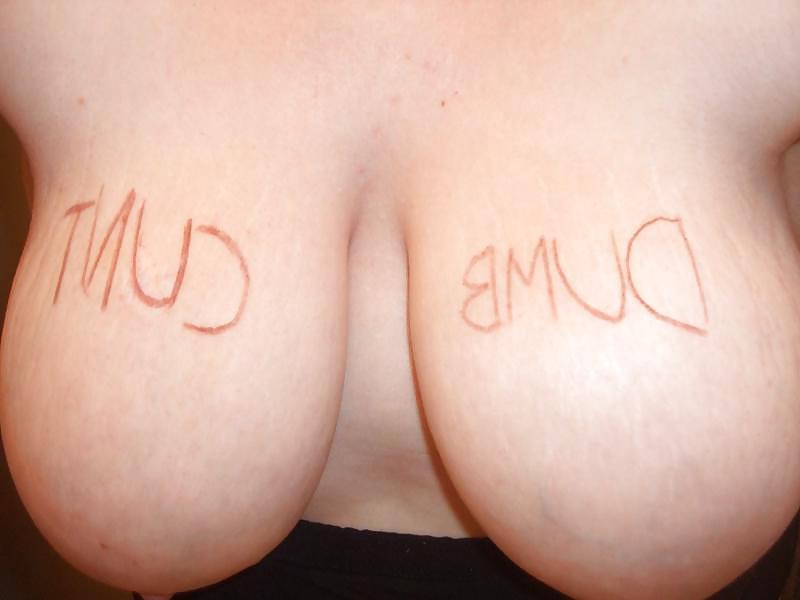 25P Sluts with writing on them.