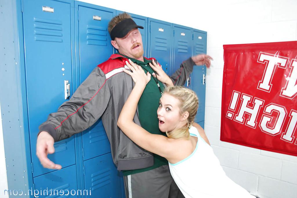 16P Schoolgirl blonde teen Sofia is giving a wet blowjob on her knees