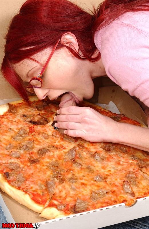 16P Redhead vixen with amazing boobs has some hardcore fun with a hung pizza-guy