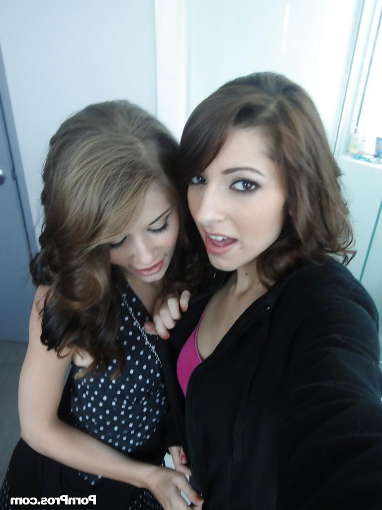 14P Thin teen dykes Lexi Bloom and Sensi Pearl taking naked selfies