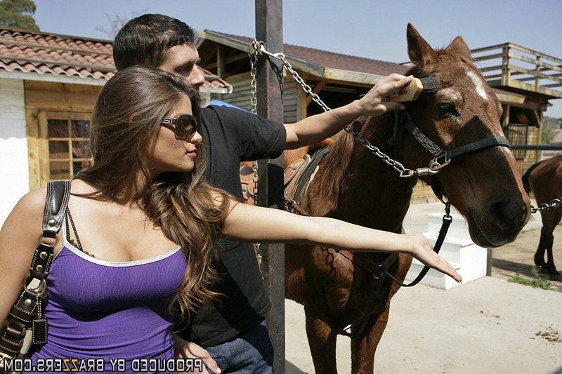 15P Busty jockey Madelyn Marie gets screwed hardcore after a horse ride walk