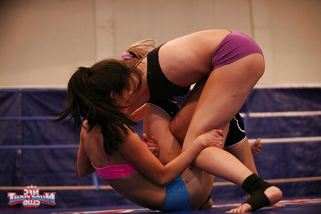 16P Sporty lesbians Blue Angel & Ruth Medina fighting and pleasuring each other