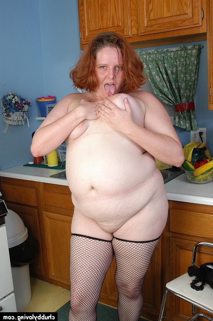 16P Fat redhead mature MILF Adrienne showcasing her big ass in stockings