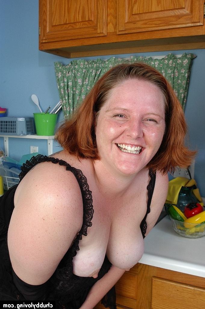 16P Fat redhead mature MILF Adrienne showcasing her big ass in stockings