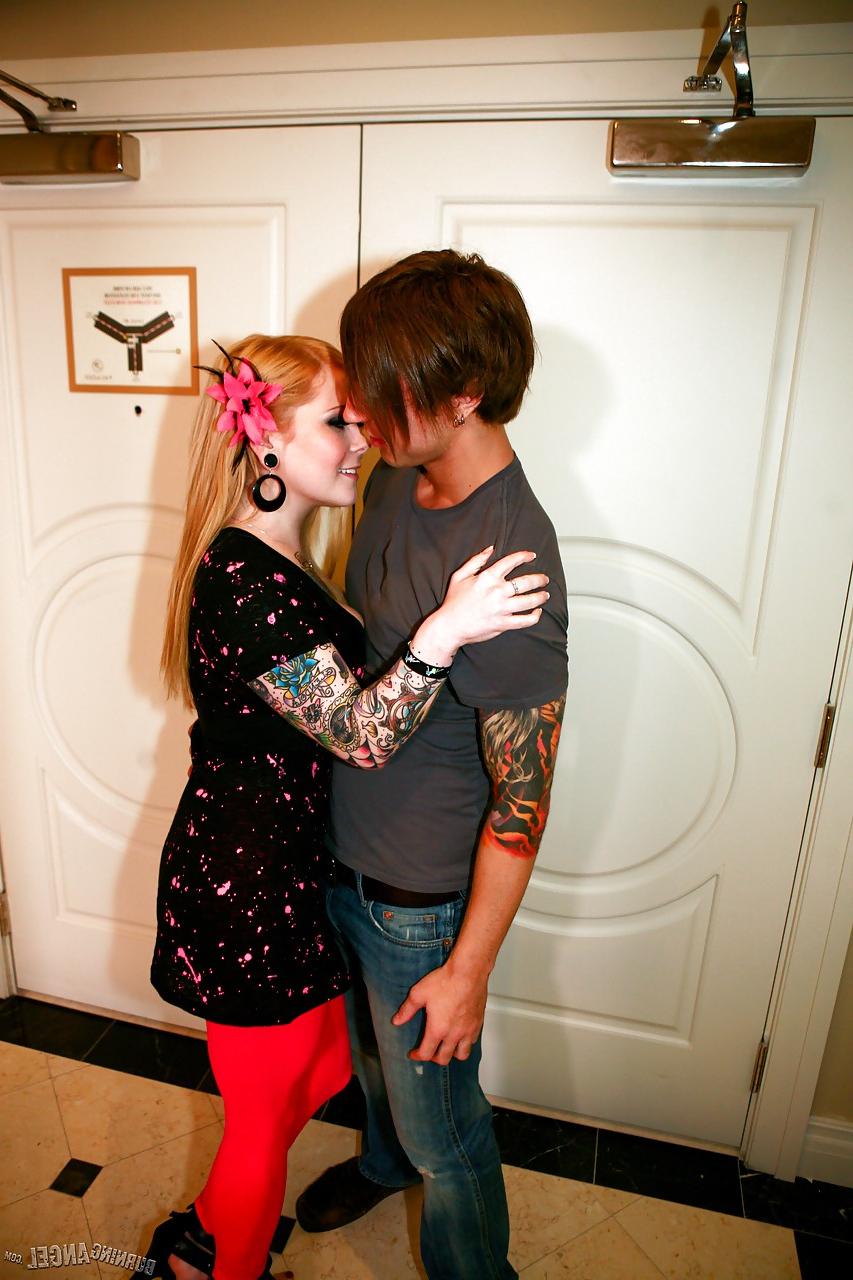 12P Inked fetish babe Misti Dawn taking cumshot on tits after giving oral sex
