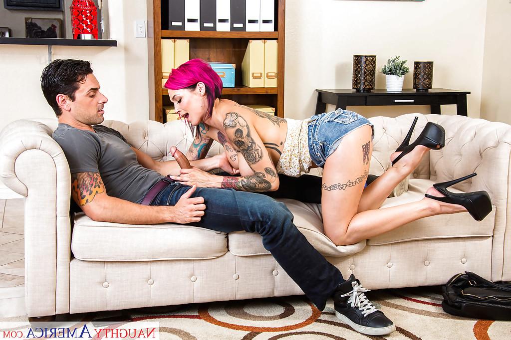 16P Tattooed MILF pornstar Anna Bell Peaks fucking big cock during hardcore sex