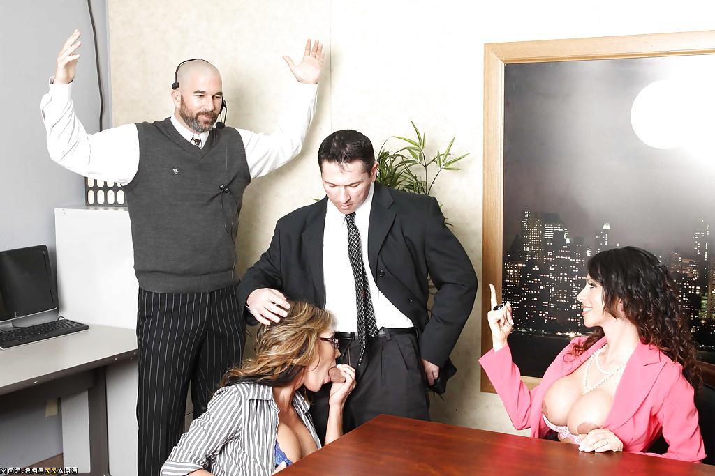 16P Sexy office latin MILF sharing huge dick with her big titted co-worker
