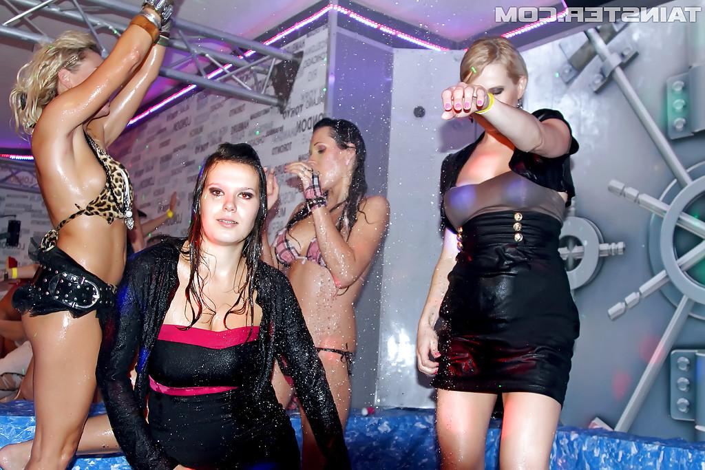 16P Tempting european chicks getting wet and stripping and the drunk party