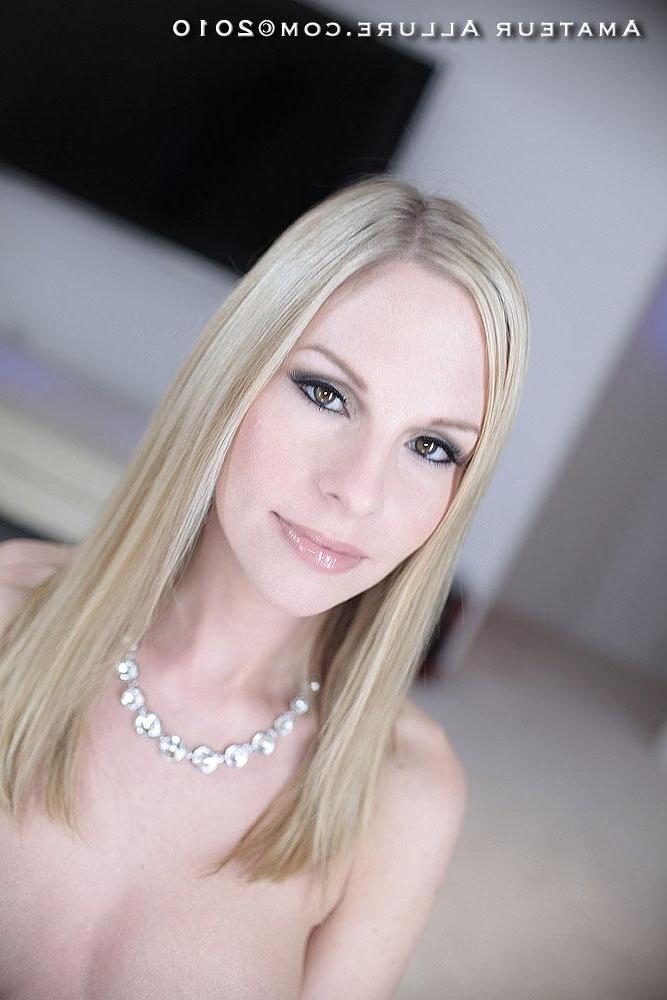 16P Busty Aimee Addison sucks and deep throats cock and swallows a mouthful of cum