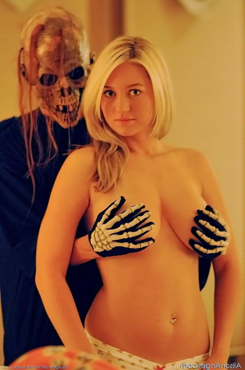 16P Pictures of teen hottie Alison Angel getting molested by the undead