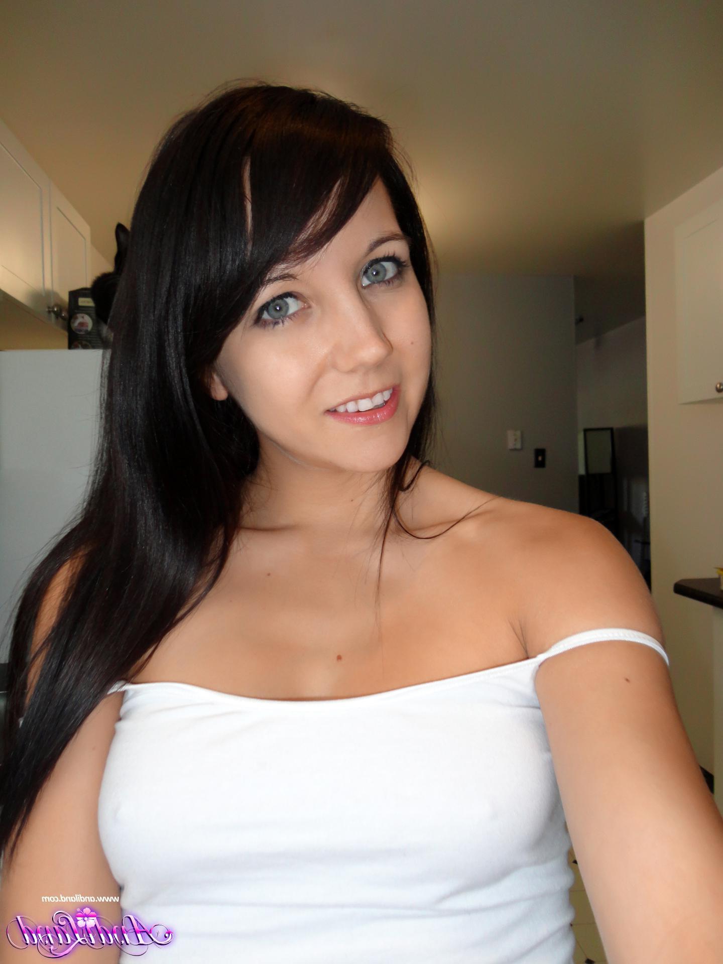 15P Brunette teen Andi gets a little horny cooking pasta