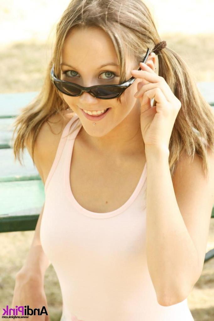 14P Pics of Andi Pink getting naughty outside