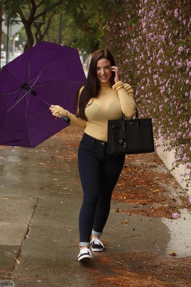 8P Busty coed Angela White teases in her sexy sweater