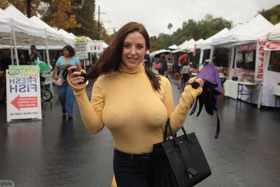 8P Busty coed Angela White teases in her sexy sweater