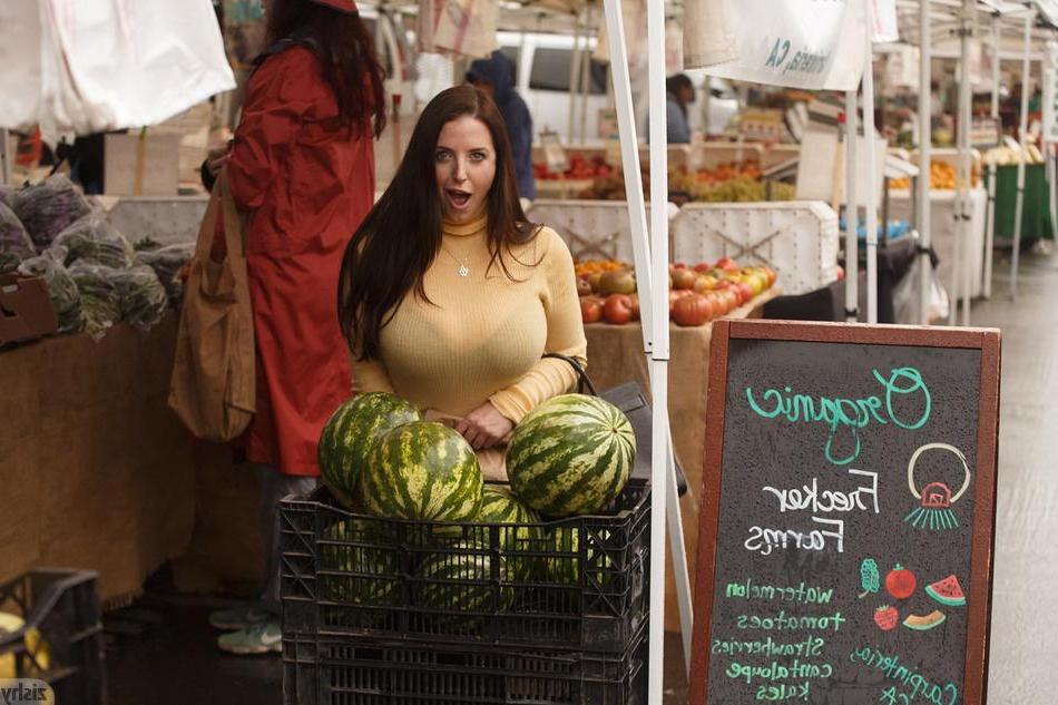 8P Busty coed Angela White teases in her sexy sweater