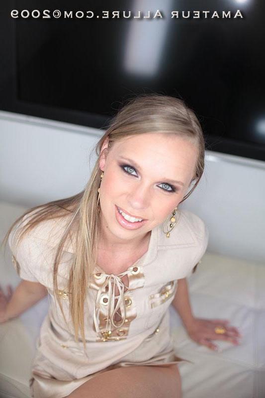 16P Blonde with amazing eyes blows cock and swallows jizz