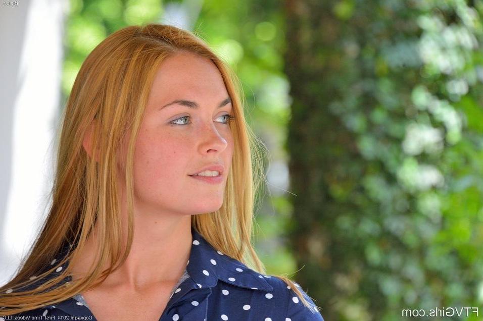 16P Hot redhead teen Bailee strips out of her blue dress in public