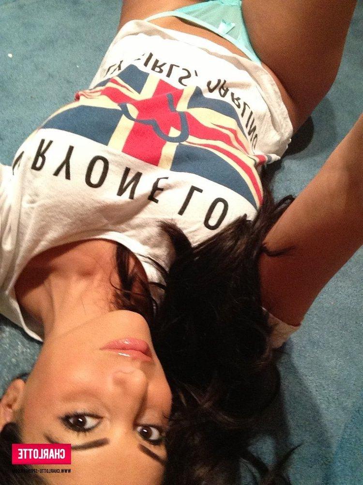 12P Charlotte strips from her white top and lingerie just for you