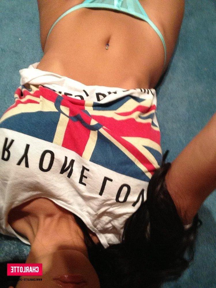 12P Charlotte strips from her white top and lingerie just for you