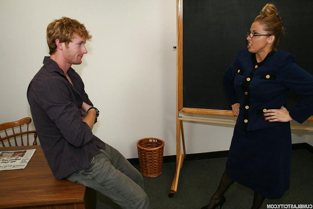 16P Big busted blonde MILF in glasses gets facial after handjob