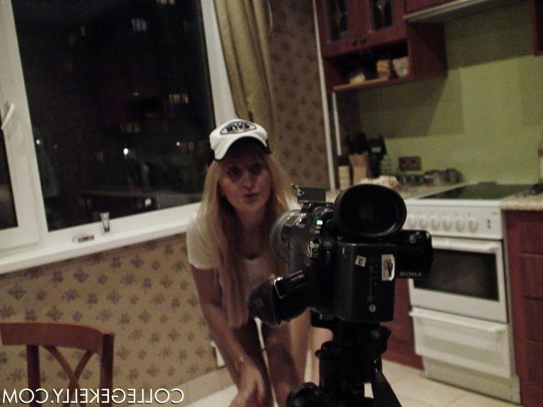 17P Pictures of College Kelly getting naughty in the kitchen