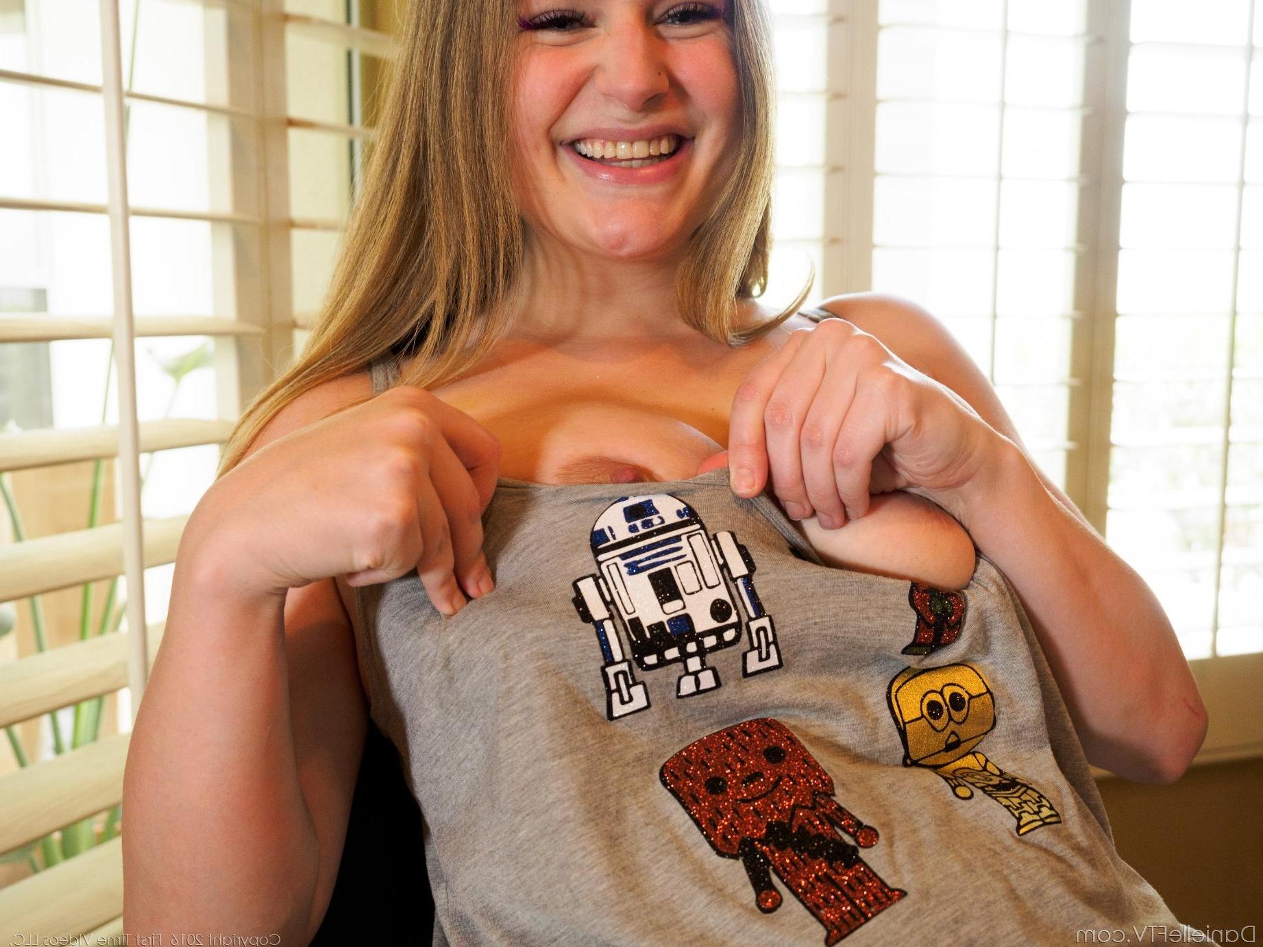 15P Busty hottie Danielle FTV gets naughty in her Star Wars shirt