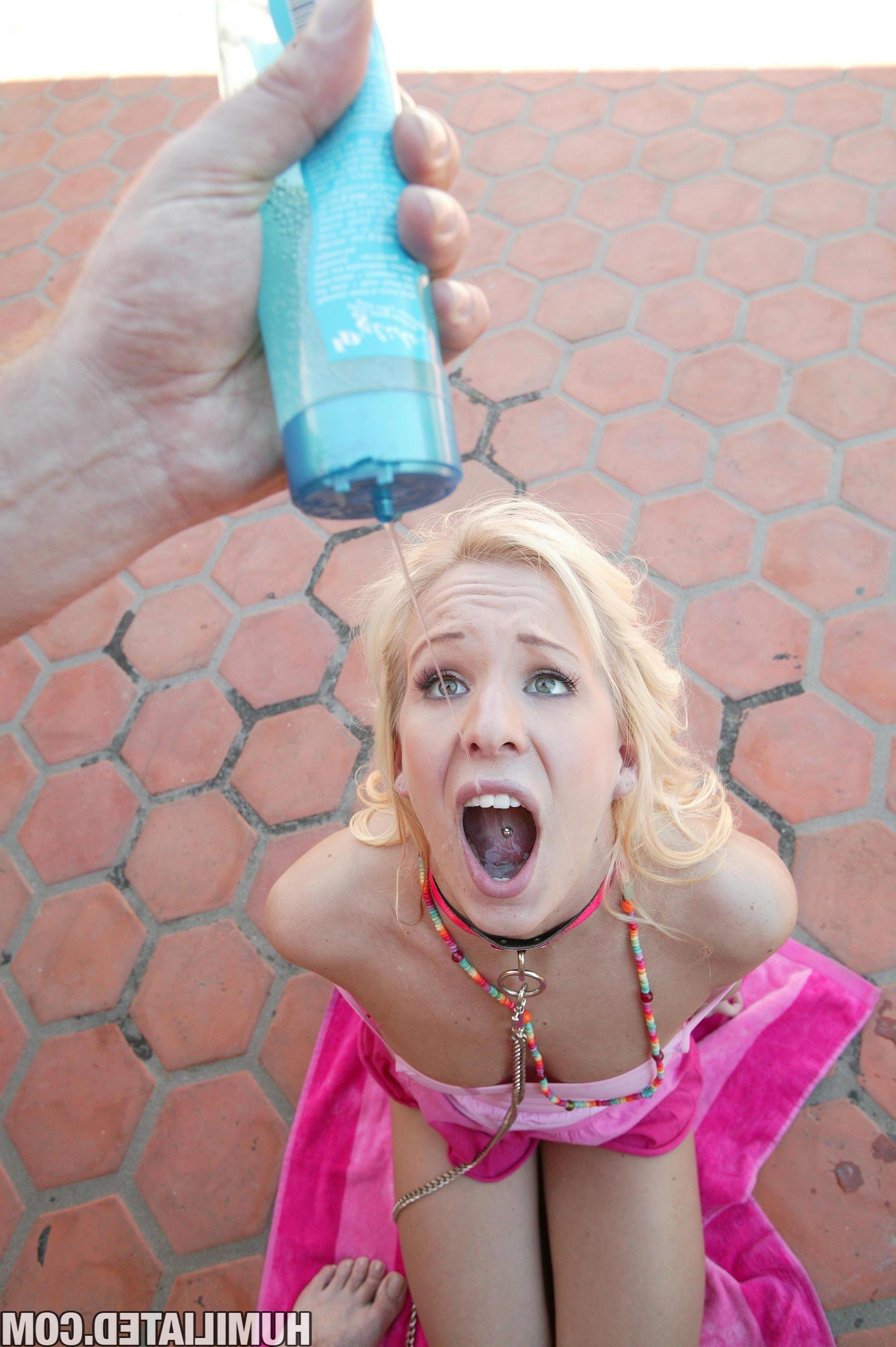 16P Blonde girl Eden Adams is taught hard lessons from two perverts