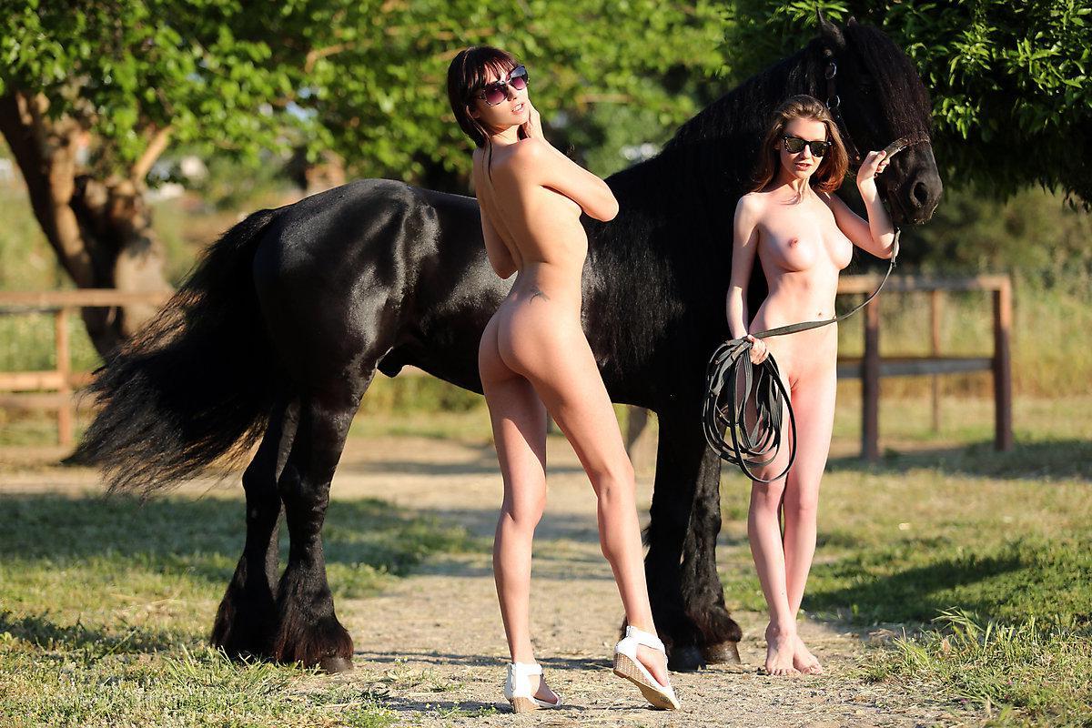 16P Emily Bloom and Martina D get together for some naked horse back riding