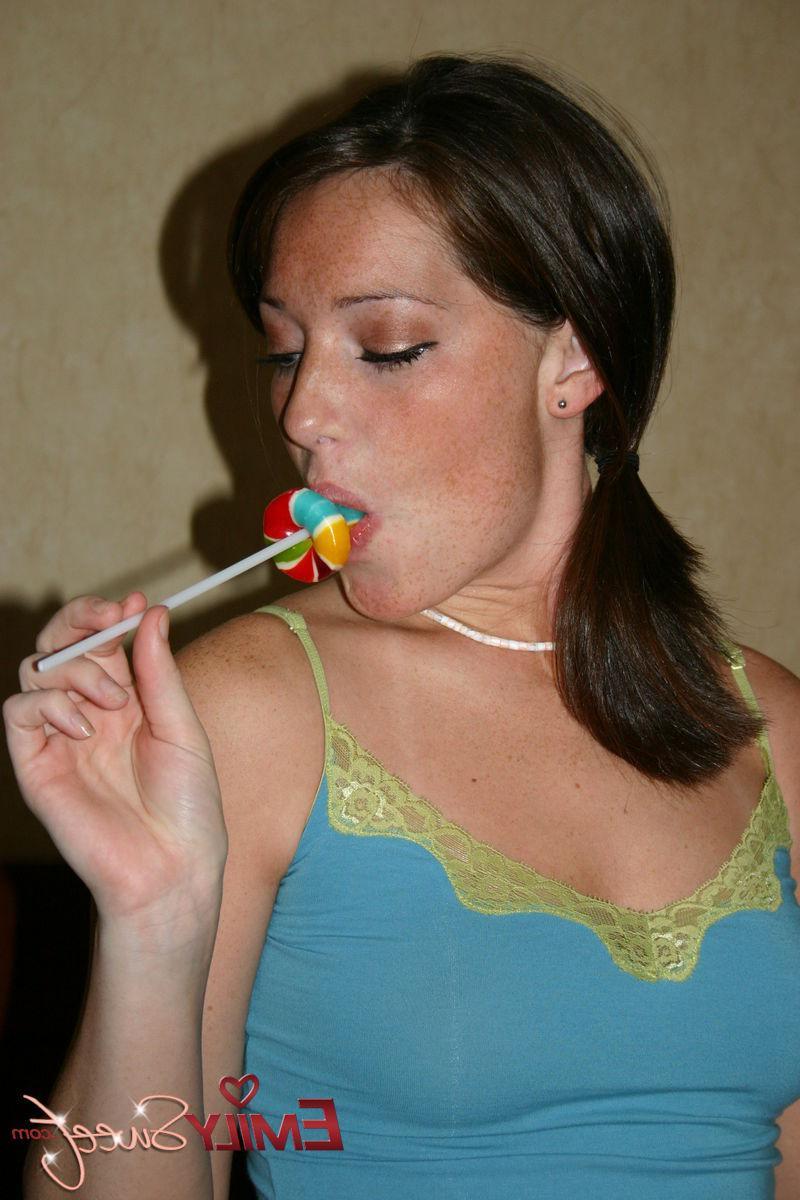 18P Pictures of teen nympho Emily Sweet putting something long and hard in her mouth