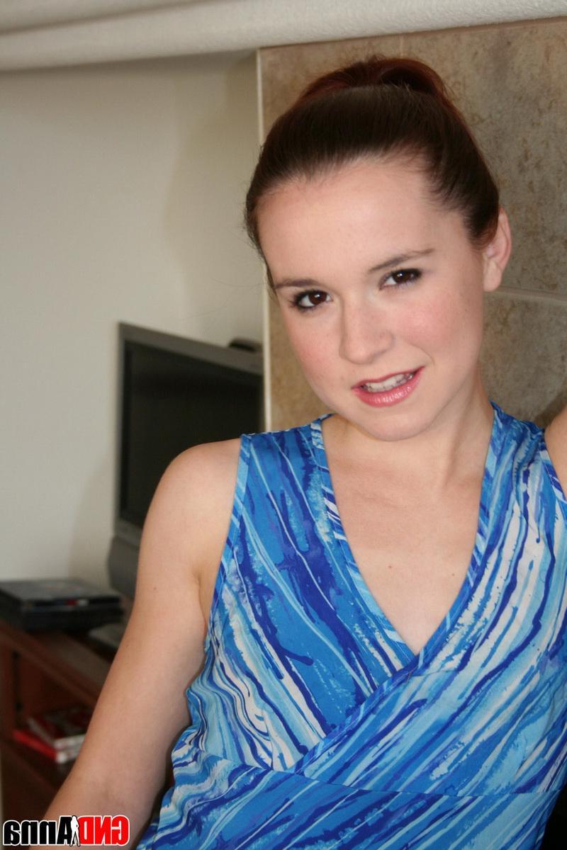 12P Perky Anna strips out of her blue dress and then peels off her sexy tight white thong