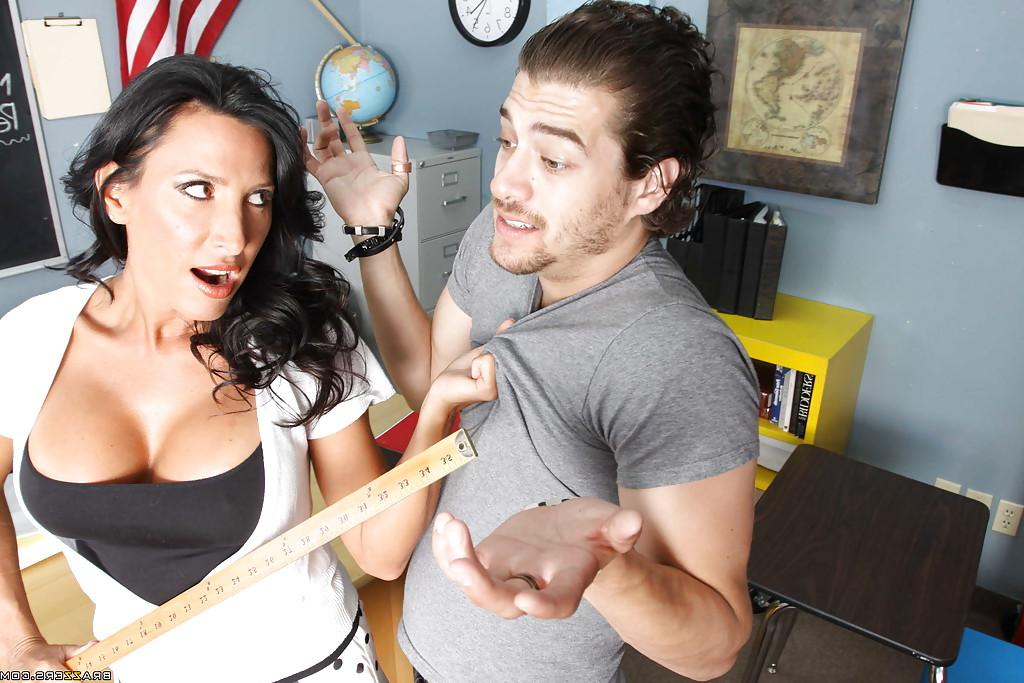 16P Nasty MILF teacher Lezley Zen denudes hooters and gets pounded hard