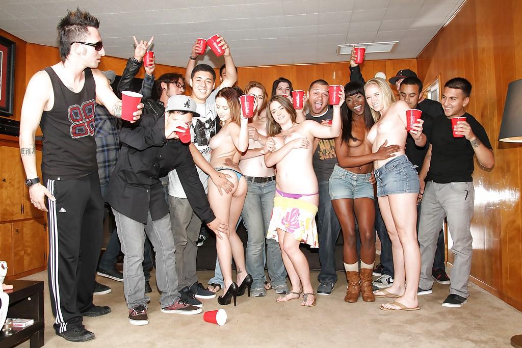 16P Slutty girls having fun at the drunk party with lascivious guys