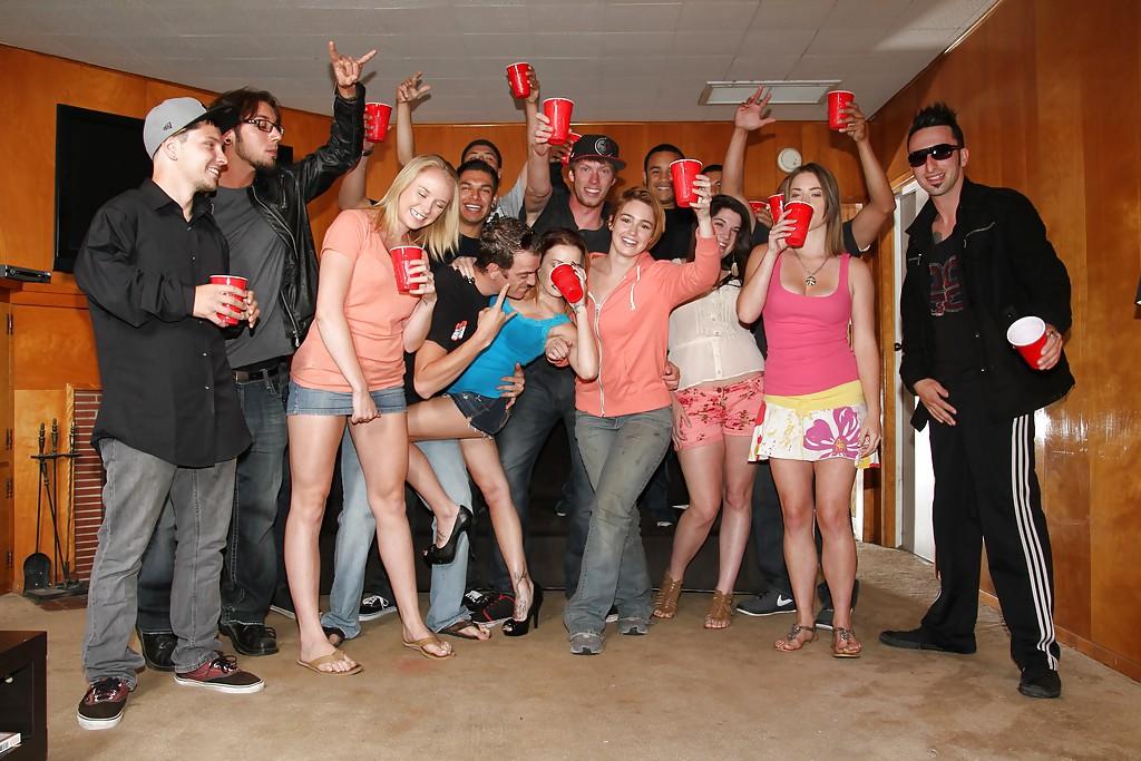 16P Slutty girls having fun at the drunk party with lascivious guys