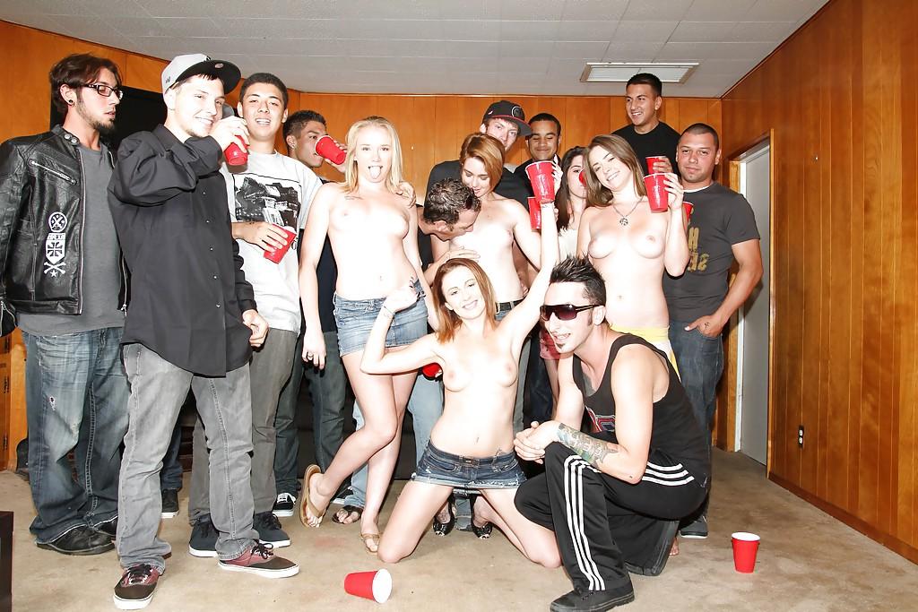 16P Slutty girls having fun at the drunk party with lascivious guys