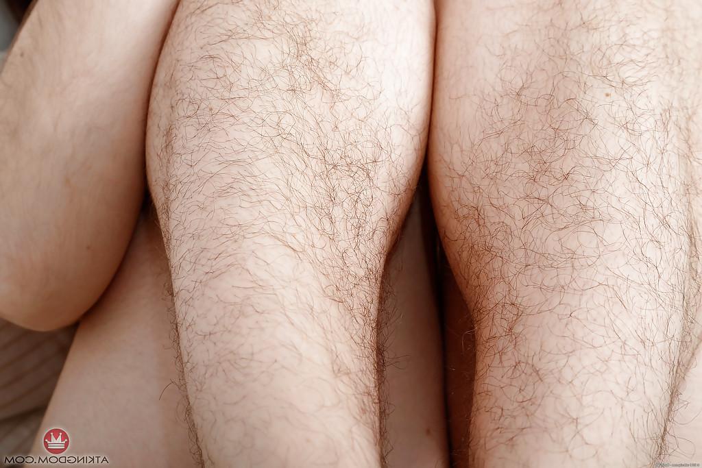 16P Brunette mom Simone Delilah showing off hairy legs and fur covered underarms