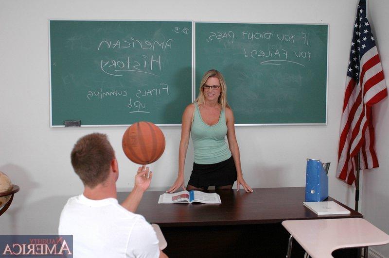 16P Busty teacher in glasses Niki Wylde stripped to stockings and fucked